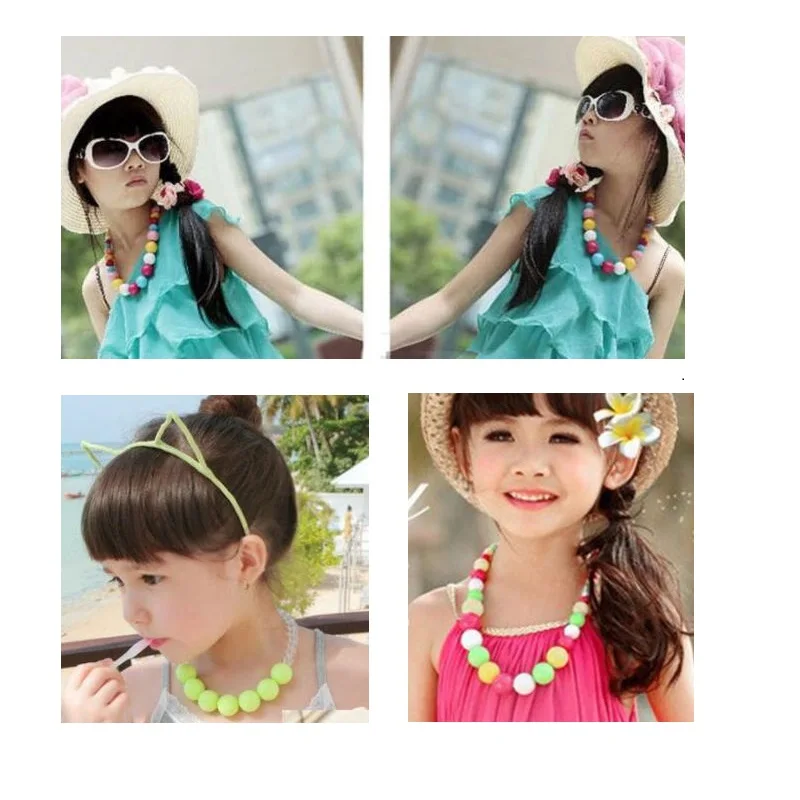 

2019 Fashion Candy Kid Necklace Bracelet Set For Child Children Gift Acrylic Candy Color Bracelets For Kid Jewelry Gift