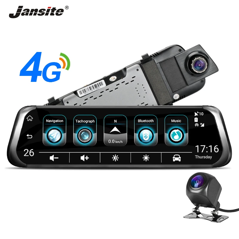 

Jansite 3G 4G WIFI Car DVR 10" Touch Screen Dual Lens Android Car Camera ADAS Remote Monitor Rear View Mirror GPS Bluetooth call