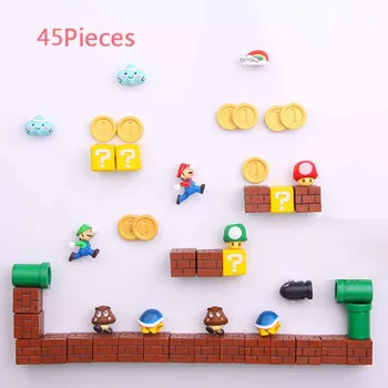 

45-10pcs 3D Super Mario Bros. Fridge Magnets Refrigerator Message Sticker Funny Girls Boys Kids Children Student Toys Gift