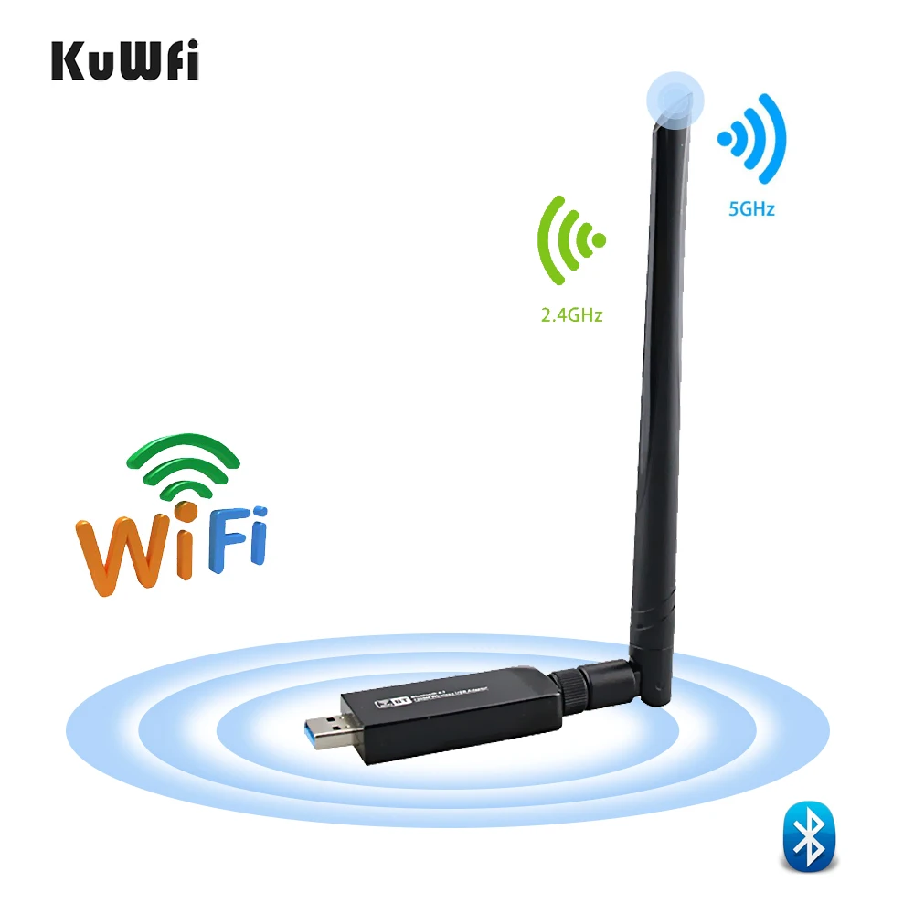 1200 Мбит/с USB3.0 Двухдиапазонная 802.11ac Беспроводная USB сетевая карта Wifi Lan Dongle Bluetooth адаптер с 5 Dbi антенной