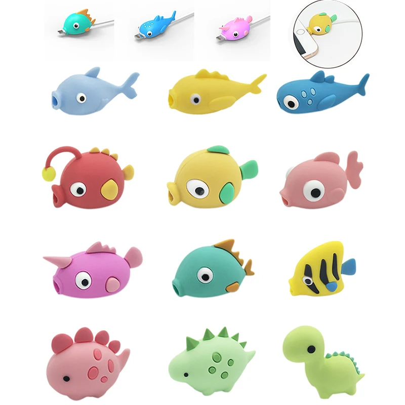 

1Pcs Cute Animal Cable Protector Cord Wire Cartoon Protection Mini Silicone Cover Charging Cable Winder For Iphone Charger Cable