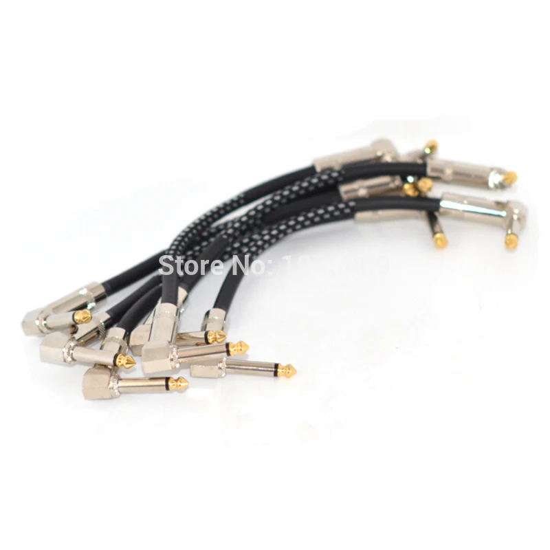 6 Pcs 21cm Guitar Patch Cables Right Angle 1/4 Inch 6.35mm Plug Braided Wire Cord in Guitar