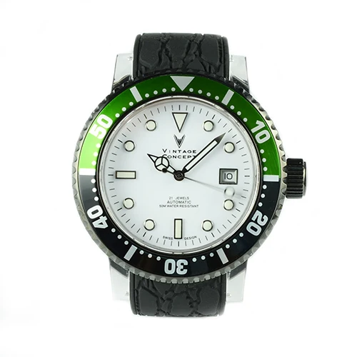 Винтажная концепция, модные женские автоматические часы, прозрачный чехол, 50 м, водонепроницаемые, с поворотным ободком, женские наручные часы для девушек - Цвет: white dial