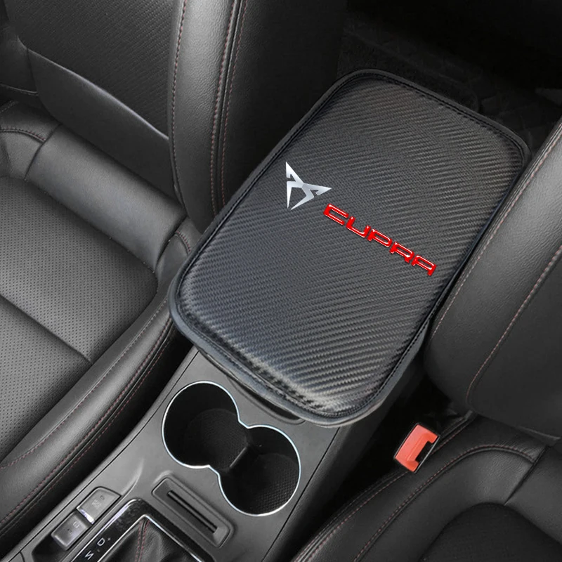 

Car Auto Armrest Console Box Car Handrails Central Armrest Soft Pad PU Mat Black Fit For Seat Leon Ibiza cupra Altea Belt