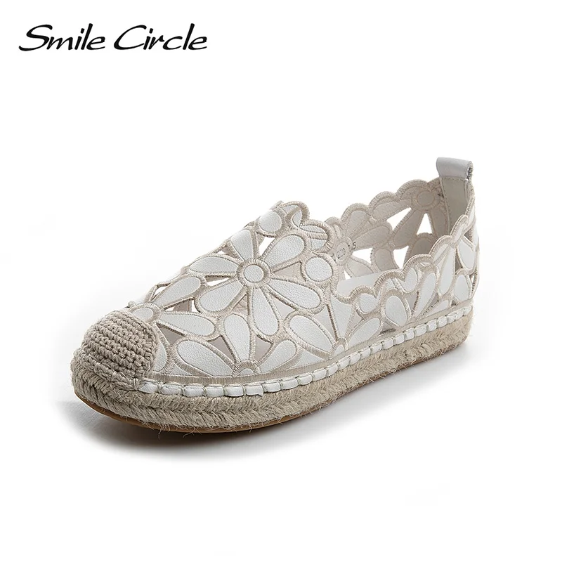 

Summer Espadrille Women loafers Straw Flats Shoes Women Hemp Bottom Fisherman Soft Genuine Leather Insole Flowers sneakers 2018