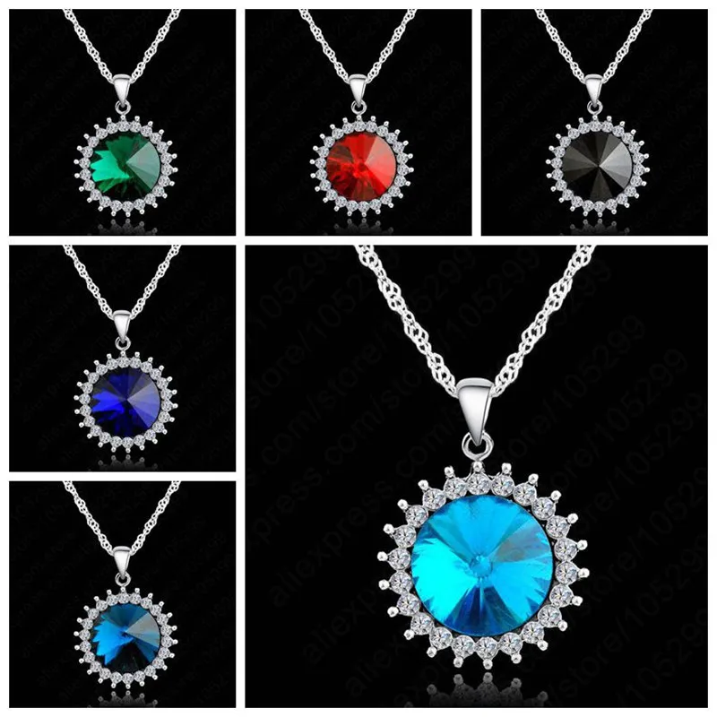 Женская подвеска из серебра 925 пробы с кристаллами|crystal pendant necklace|necklaces for womenpendant