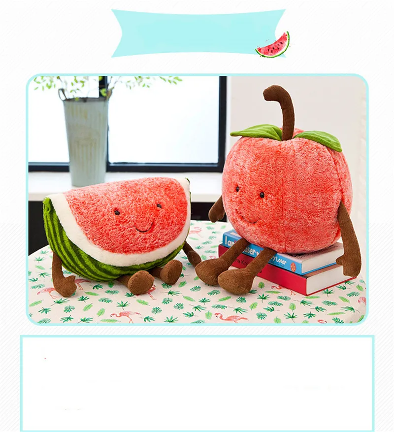 New Fruit Vegetables Plush Toys Fruit Watermelon Cherry Stuffed Pillow Sofa Toys For Children Girls Gift Doll12