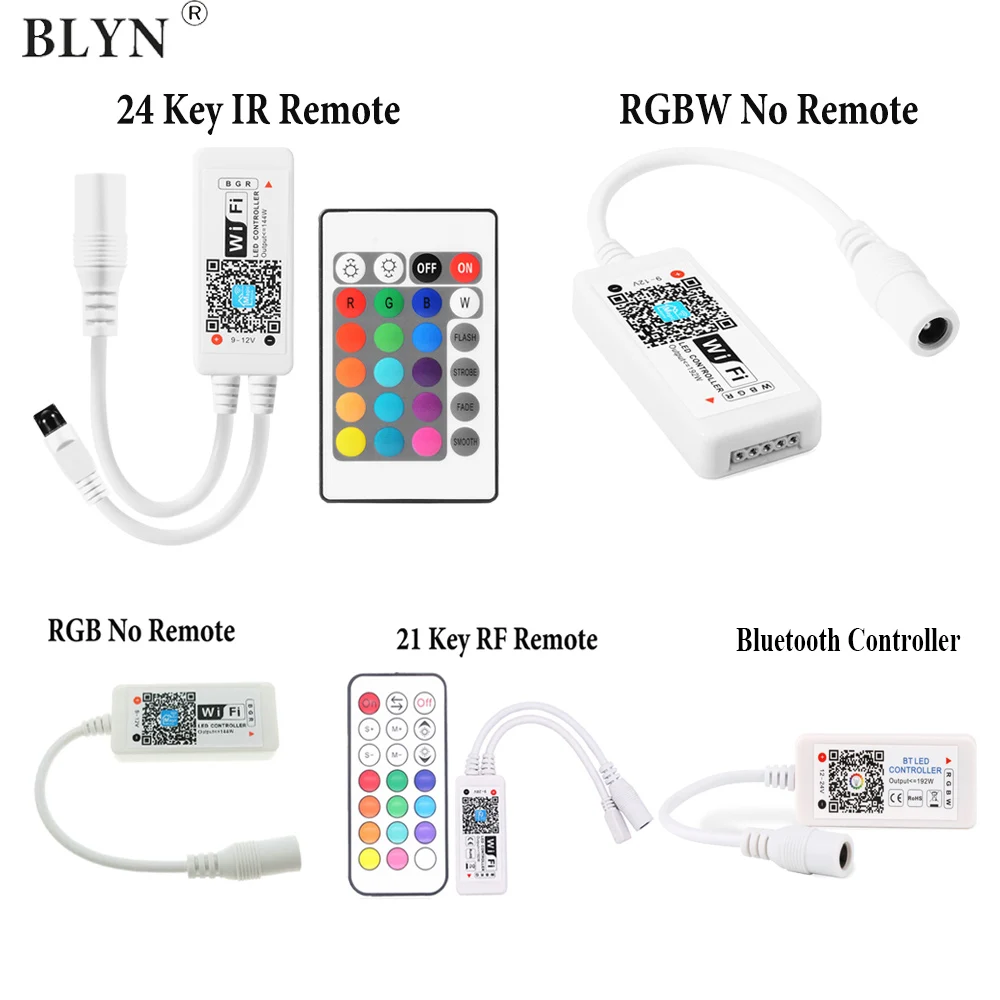 BLYN wifi Bluetooth светодиодный контроллер RGBW RGB RF IR пульт дистанционного управления DC12/24 В музыкальный телефон Alexa Google Home управление для RGB RGBW Светодиодная лента