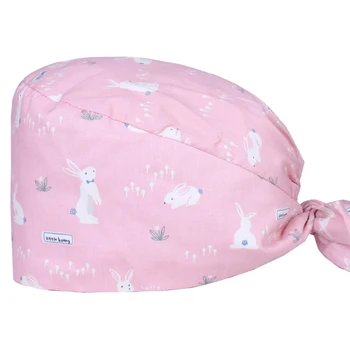 

Bunny Nursing Surgical Cap Medical Scrub Hat Hospital Working Hats 100% Cotton Dental Clinic Skull Ground Dentist Hats