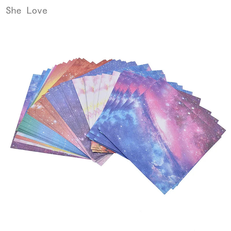 

She Love Double Sided Origami Paper Universe Starry Folding Paper DIY Handmade Making Craft