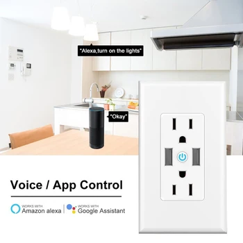 

Smart US Wall Electric Socket Smart Home Switch APP control Outlets Plate Controllable Work with Alexa Dot Echo Plus Google Home