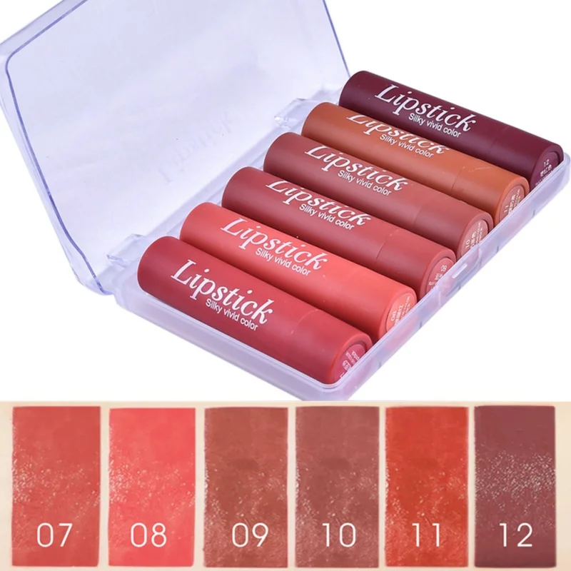 

Long-lasting Lip Gloss Waterproof Nude Lip Lipsticks Make up 6Pcs/set Liquid Matte Lipstick Easy To Wear