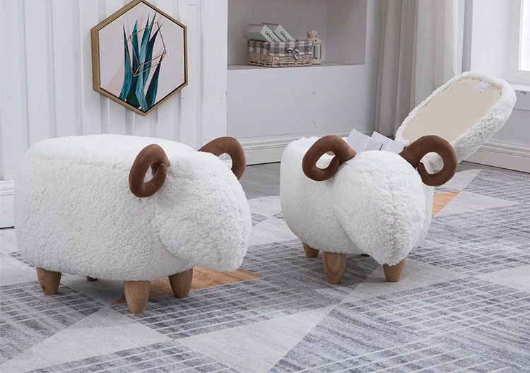 Модные моющиеся обуви Скамья Диван с деревянные ножки Multicolorsheep Форма Творческий деревянная скамеечка надежное хранение