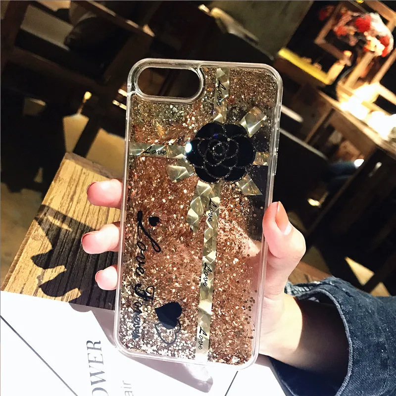 Aoweziic Liquid quicksand For iphoneX XS mobile phone shell transparent 8Plus 7plus full package silicone soft edge 6S tide card