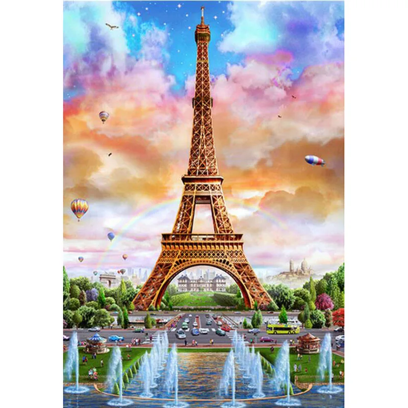 5D Diy Full round Diamond Embroidery Eiffel Tower Diamond Painting