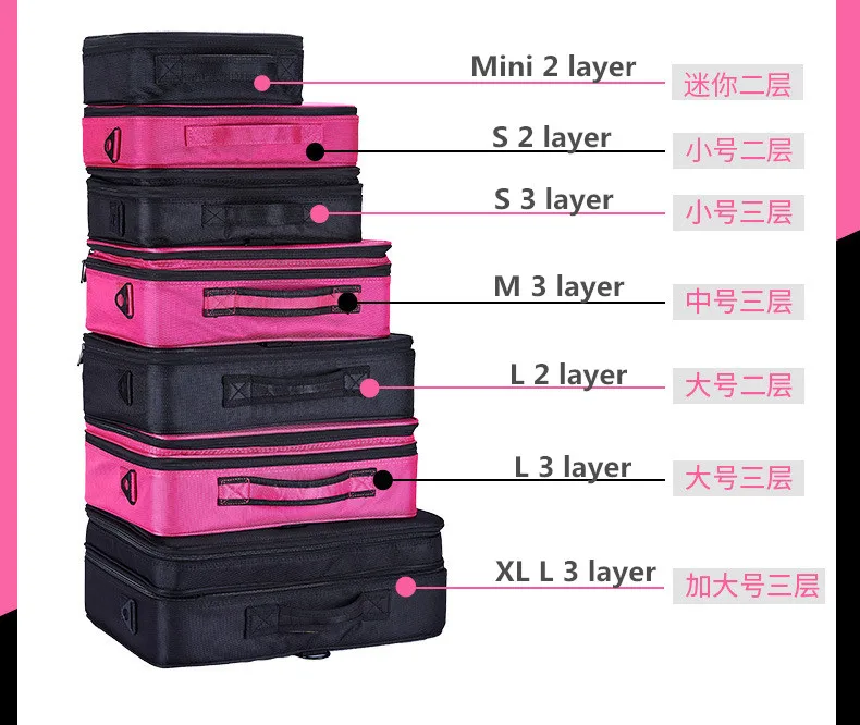 ZYJ Professional Partition Cosmetic Storage Organizer Box Bags Dresser Travel Makeup Artist Nail Tool Bag Beauty Cases Handbag (10)