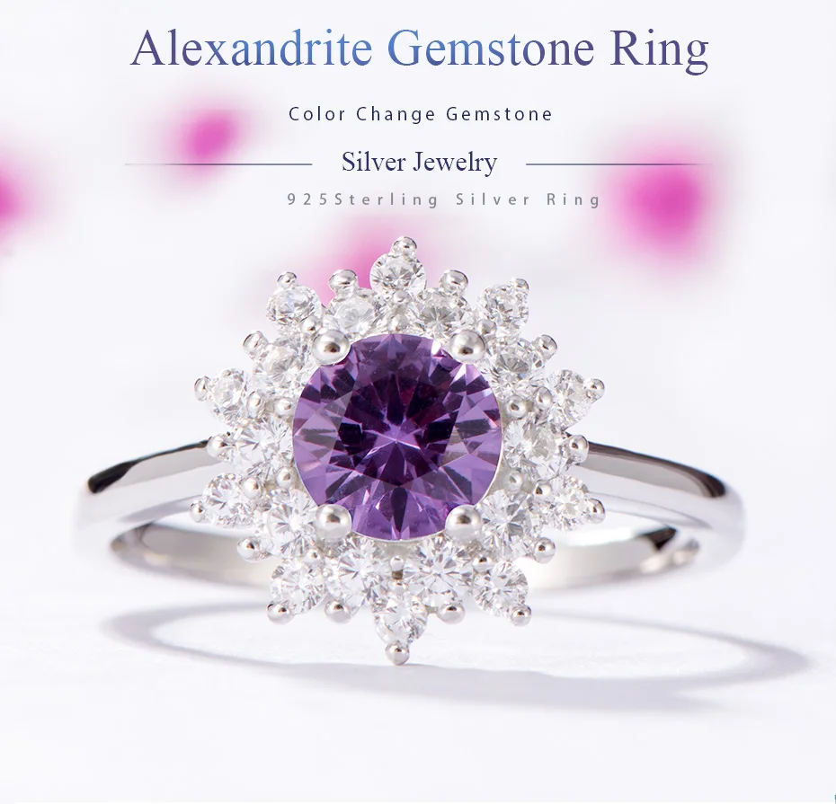 Kuolit александритовые кольца с драгоценными камнями для женщин, 925 пробы, серебряное кольцо с меняющимся камнем, Новое поступление, ювелирные украшения