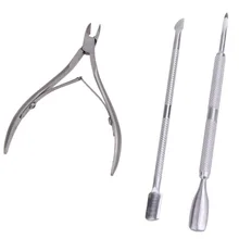 3 шт./лот, профессиональный Гель-лак для ногтей из нержавеющей стали, толкатель для кутикулы, набор ложек для маникюра, набор для чистки ногтей