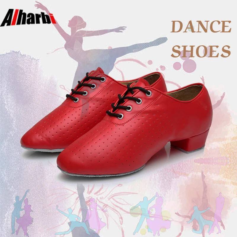 

Alharbi High-end Black Leather Dance Shoes Tango Latin Dancing Shoes for Men or Woman 3.5cm Heel Latin Tango Shoe