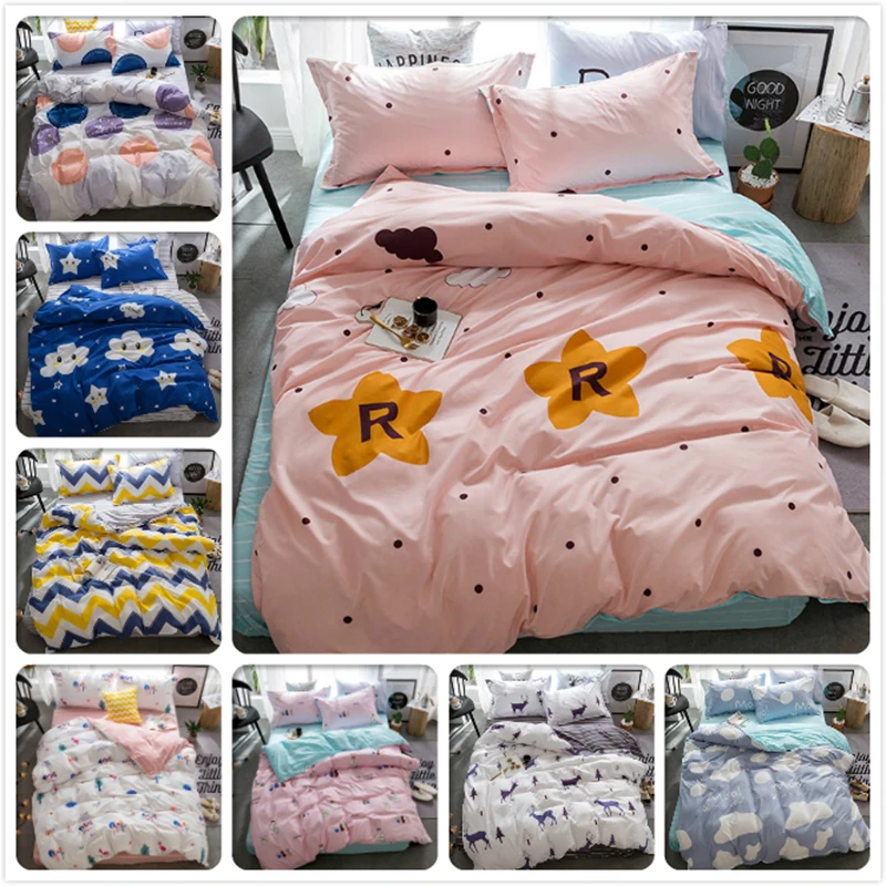 

AB Side Duvet Cover Bedsheet Pillowcase 3pcs/4pcs Bedding Set Kids Child Soft Cotton Bed Linens Bedspreads 1.35m 1.5m 1.8m 2.0m