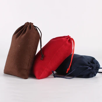 

5pcs/lot 12*18cm Double Side Suede Bag Custom Logo Print Pouch Drawstring Bags For Jewelry Bracelet Necklace