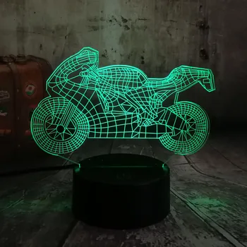 

New Cool 3D Motorcycle LED Night Light Touch RGB 7 Color Dimming illusion Bedroom Table USB Lamp Kids Boy Toys Christmas lamps