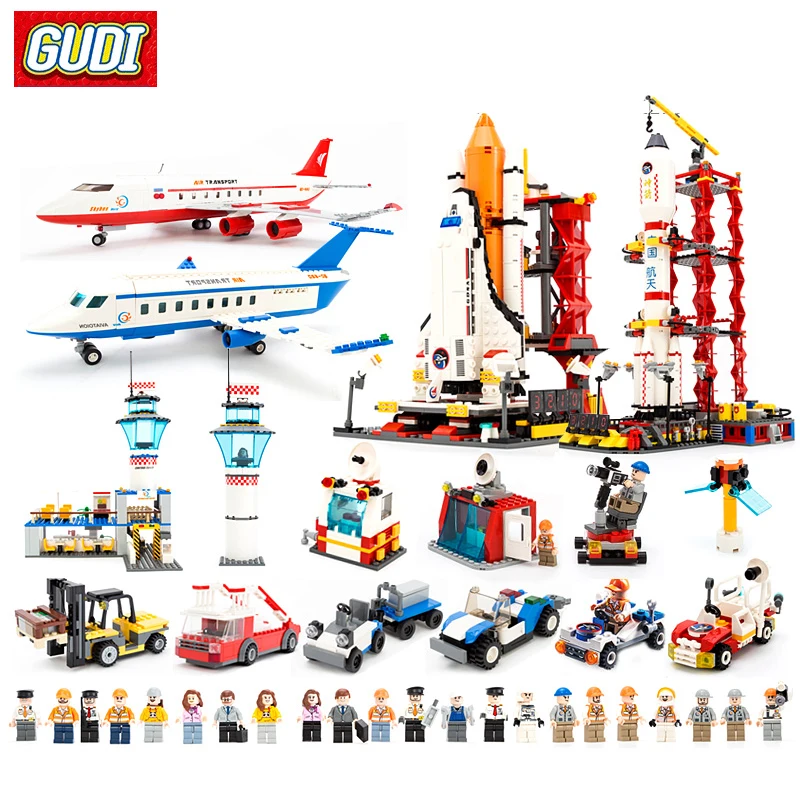 

GUDI Building Blocks Spaceport Space Shuttle Blocks Compatible Legoed City DIY Bricks Educational Toys For Children
