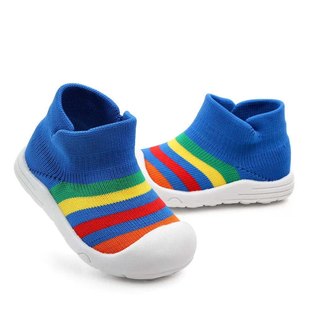 

Rainbow Stripes Baby Socks with Rubber Soles Toddler Sock Infant Anti Slip Socks Boys Girls Walking Floor Socks