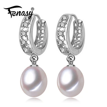

FENASY 925 Sterling Silver Stud Earrings Wedding Engagement Jewelry Party Natural Freshwater Pearl Earrings For Women