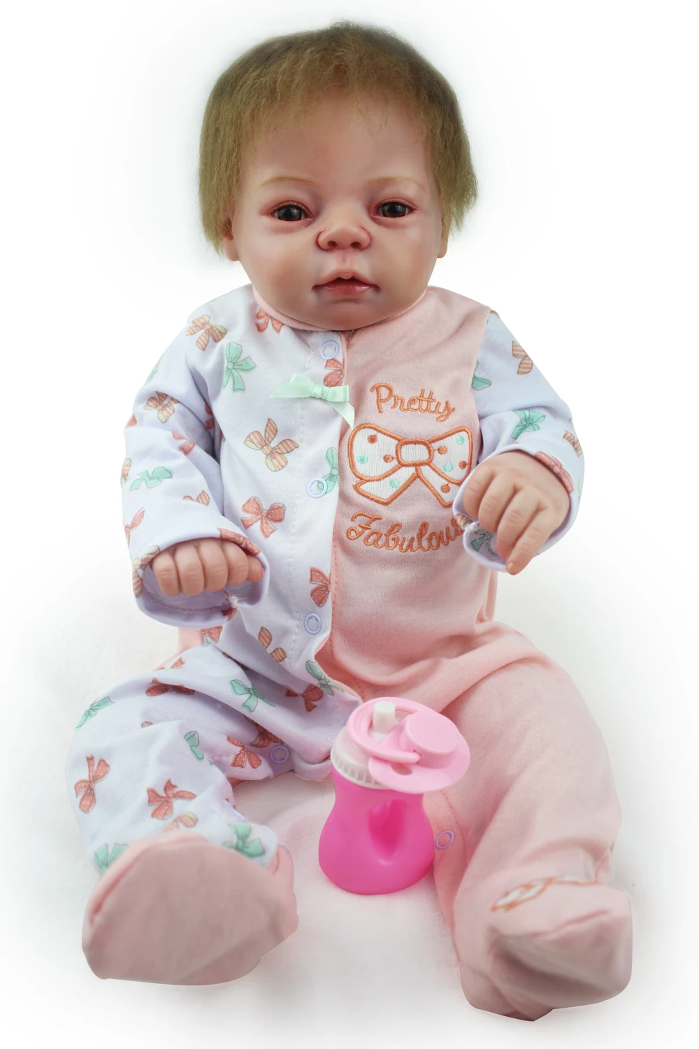 

22"55cm reborn full silicone pink clothes handmade draw up dolls bathe baby realistic vivid toy kids birthday present for sale