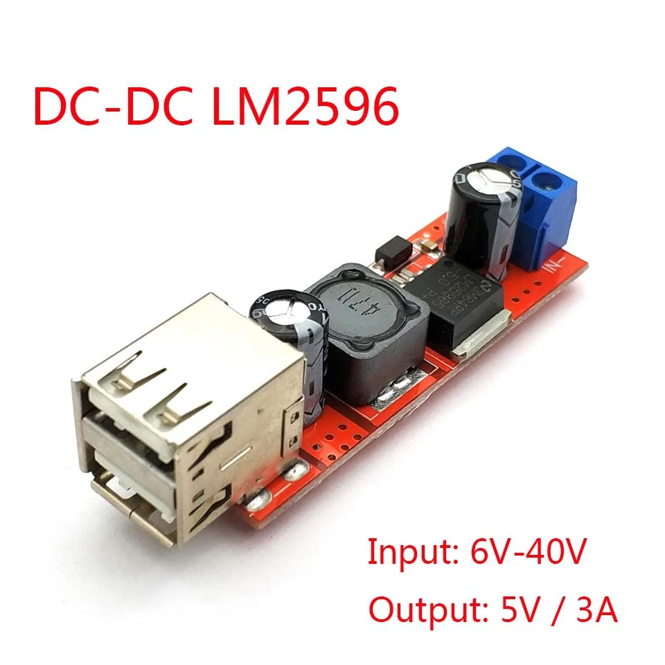 Двойной USB выход DC 9V/12V/24V/36V до 5V 3A понижающий модуль питания преобразователь 6V 40V