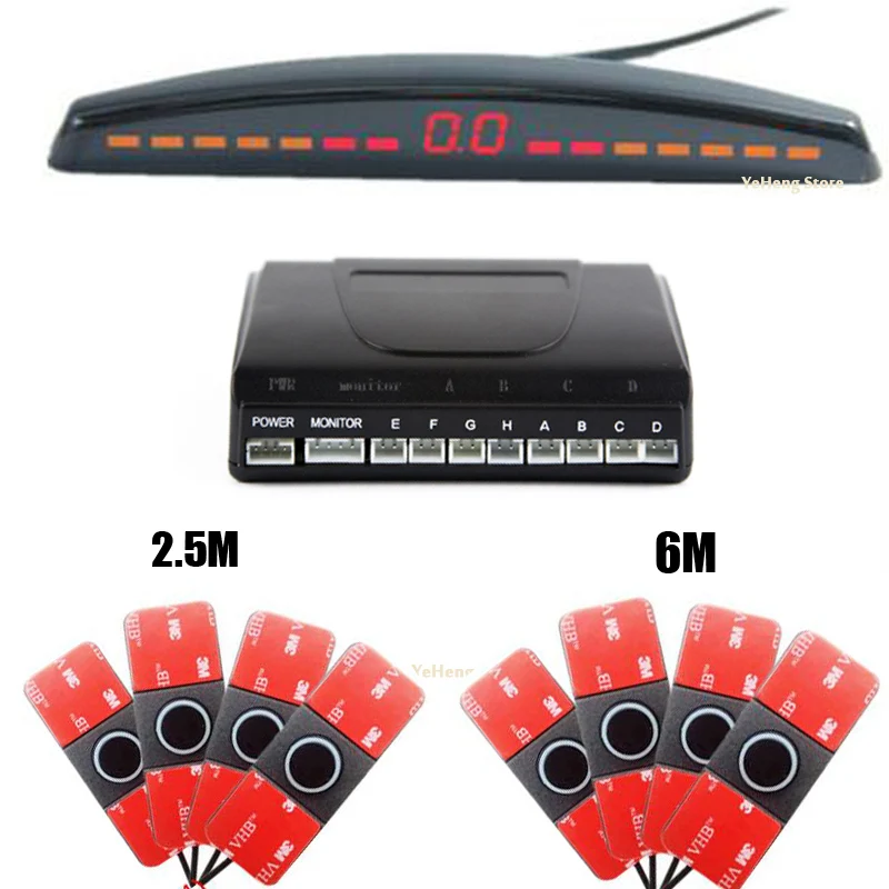 Original 16.5mm Car LED Parking Sensor 8 sensors Auto Car Detector Parktronic Display Reverse Backup Radar Monitor System