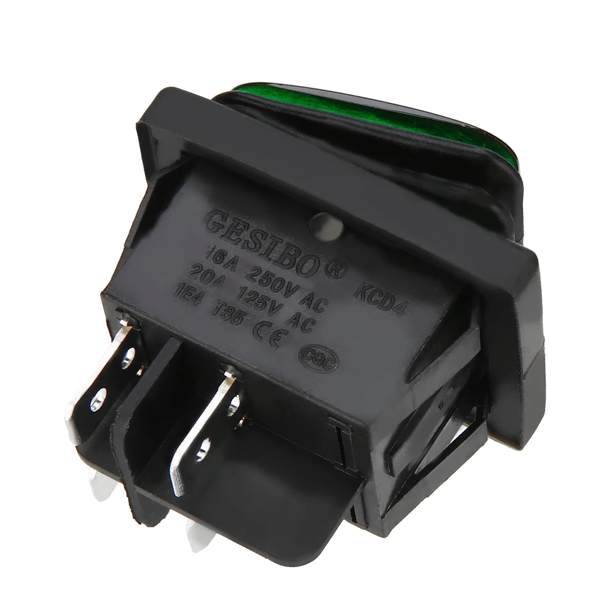 Mayitr  4Pin Car Boat ON/OFF SPST Green LED Rocker Toggle Switch 220V 3 Position Plastic + Metal Switches Waterproof