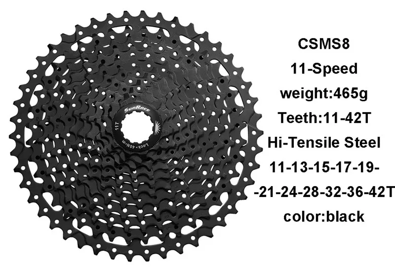 SunRace серии MTB кассета 10/11 скорость-11-40 T/11-42 т велосипед Фривил, CSMS3, CSMS8 для DEORE SRAM Shimano - Цвет: CSMS8-black-42T
