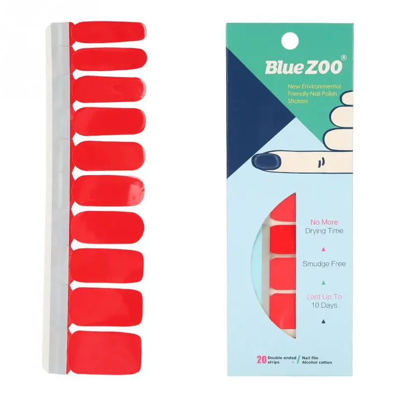 

BlueZoo 20PCs/Sheet Nail Patches Full Cover Colorful Nail Art Polish Stickers Manicure Tips Decoration Wraps Beauty Nail Decals