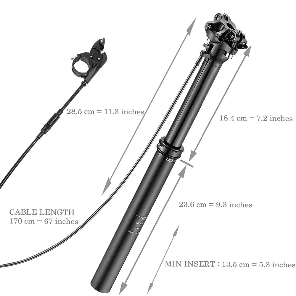 DNM CSP Пипетка для горного велосипеда, подседельный штырь, дистанционное устройство блокировки 31,6 мм, велосипедный Регулируемый подседельный штырь 380 мм
