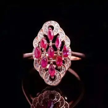 

Natural ruby stone Ring 925 sterling silver Natural red gemstone diamond Ring generous luxury fine Jewelry for women anniversary