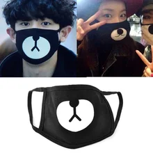1 шт унисекс черная маска для лица с милым медведем корейский Стиль Хлопковый респиратор для езды на велосипеде против пыли