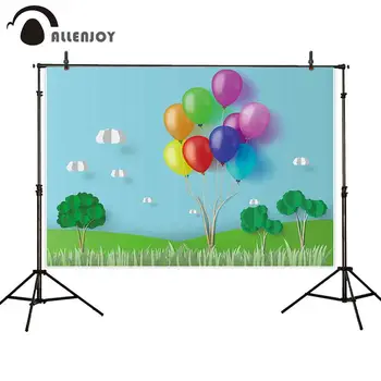 

Allenjoy background for photographing balloons spring tree lawn stereoscopic backdrop photo studio photobooth photography