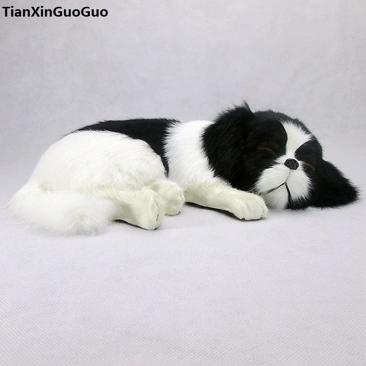 simulacion-de-perro-durmiendo-modelo-duro-de-polietileno-y-piel-perro-blanco-y-negro-grande-35x25x8cm-artesania-decoracion-del-hogar-regalo-s0717