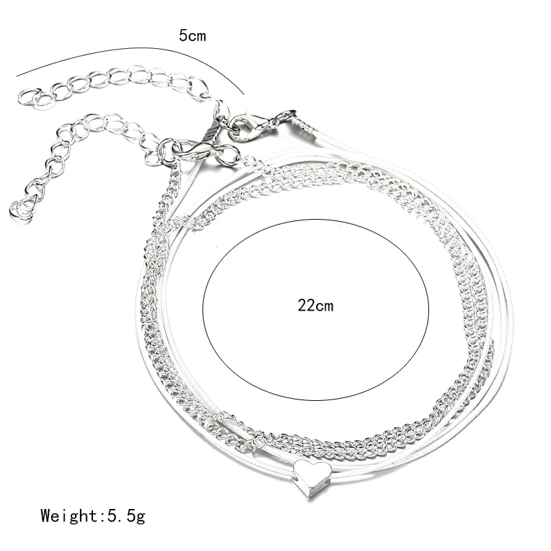 NS41 женские ножные браслеты простые сердце босиком крючком сандалии ноги ювелирные изделия Многослойные ноги Браслет ножные браслеты