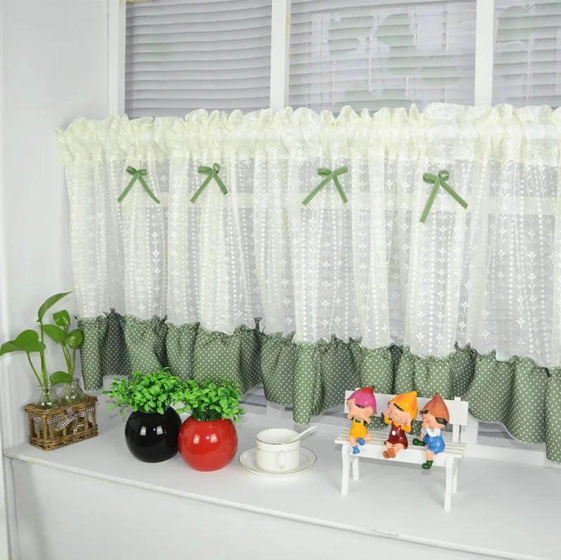 

Pastoral Half-curtain Embroidered Window Valance Customize Light Shading Curtain for Kitchen Coffee Curtain for Home Decoration