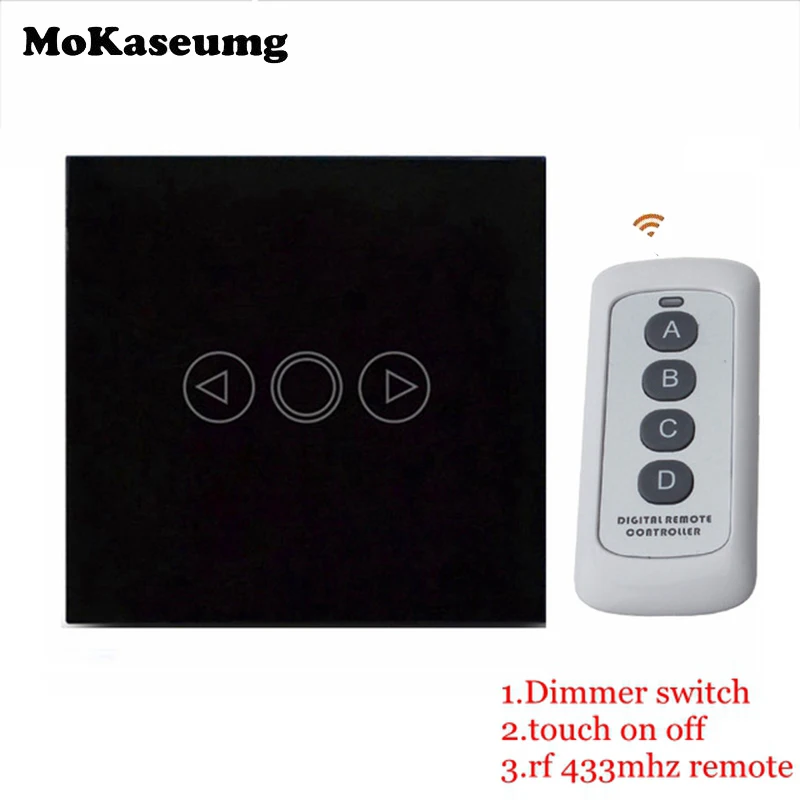 EU Standard Touch Dimmer Touch Switch 1 Gang 1 Way Crystal Glass Panel Switch Remote Control Light Dimmer Switch 170V-220V EU Standard Touch Dimmer Touch Switch 1 Gang 1 Way Crystal Glass Panel Switch Remote Control Light Dimmer Switch 170V-220V