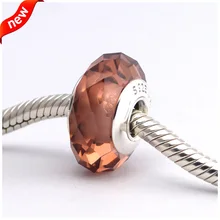 DIY Подходит для Pandora Браслеты очаровательные Румяна муранского стекла бусины стерлингового серебра 925 Подвески