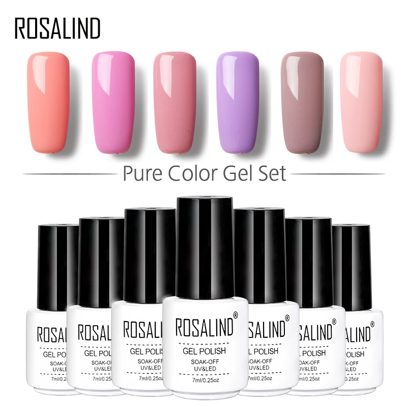 ROSALIND, 7 мл, чистый цвет, набор и набор, Гель-лак для ногтей на выбор, Полупостоянный Гель-лак для ногтей