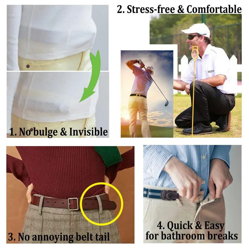 Invisible Lazy Buckle-Free Elastic Waist Belt Stretchy Women Men Jeans Pants Dress Waistband Adjustable No Hassle 40JA308