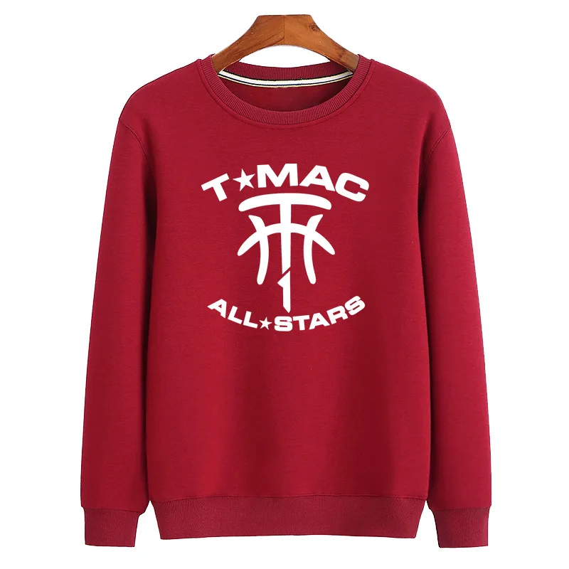 Мужские спортивные баскетбольные пальто TMcG/LJames/DRose LOGO большого размера свободные махровые свитера дышащие крутые худи без шапок - Цвет: Red Grady