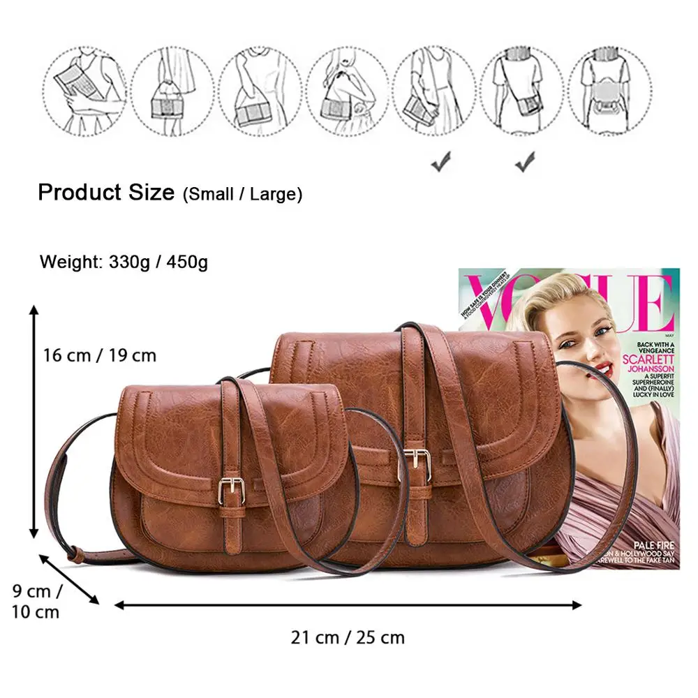 AFKOMST модная сумка через плечо и маленькая сумка кошелек для женщин Винтажная седельная сумка и сумка на плечо высокое качество CT20154