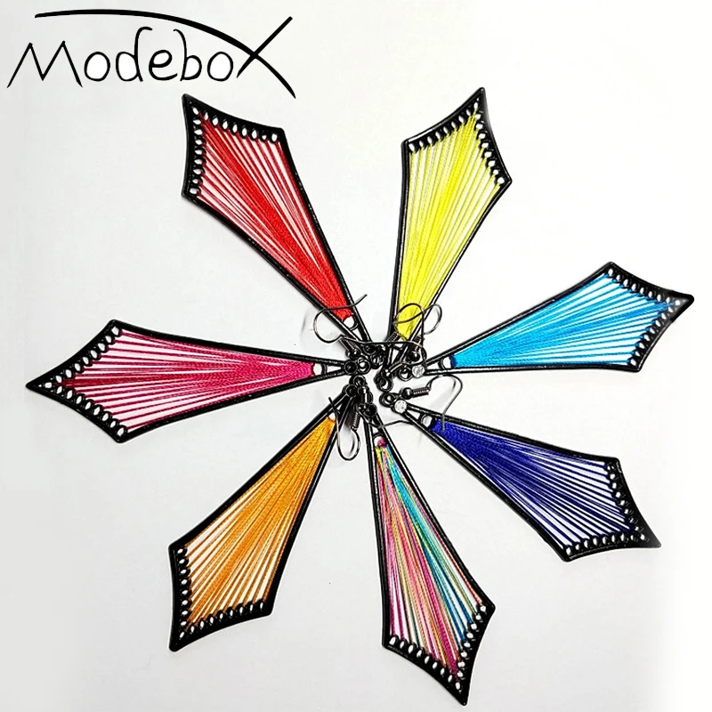 MODEBOX нитки серьги Радуга красочные геометрические длинные Подвесные для подарка