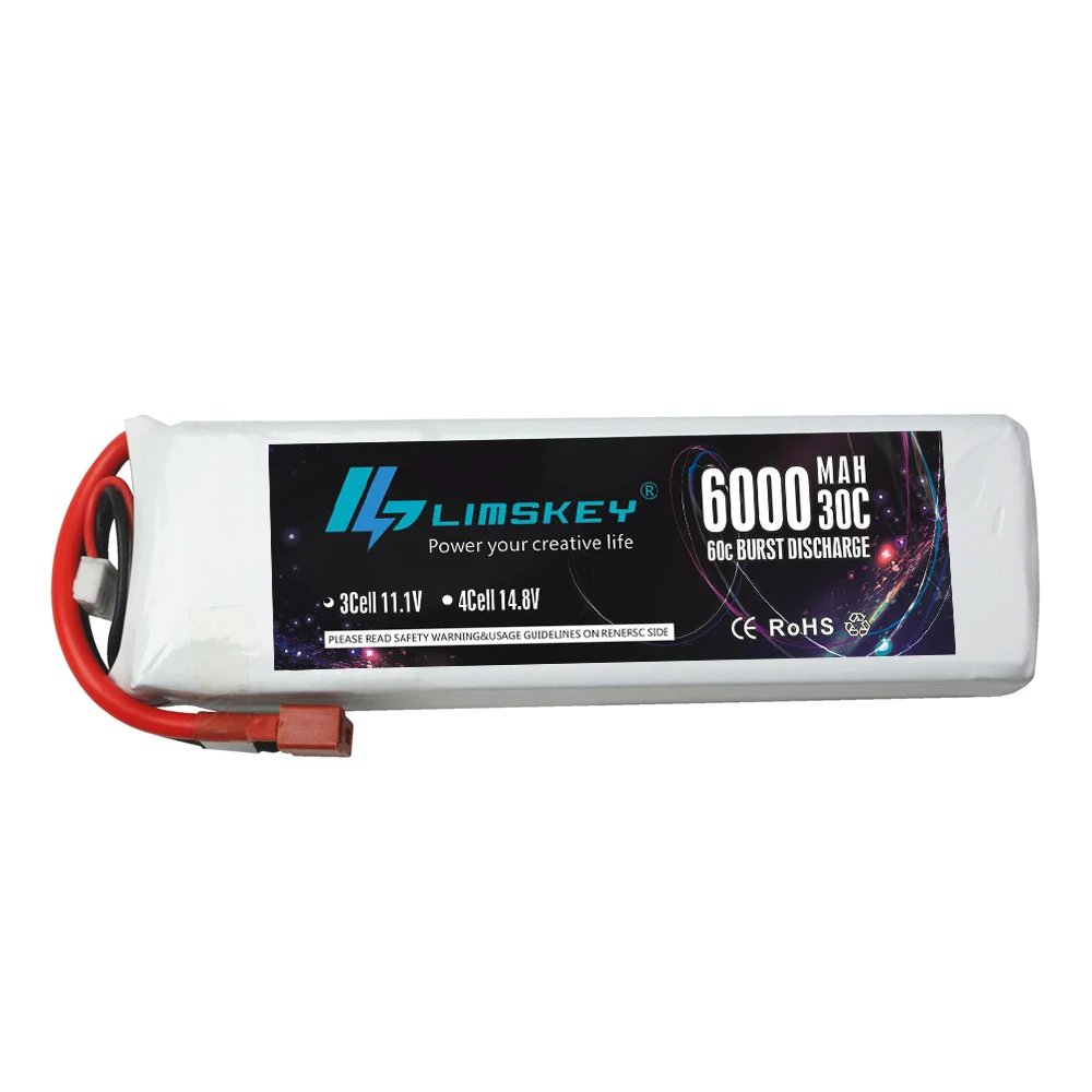 Аккумулятор Limskey 11,1 V 6000mAh 30C MAX 60C 3S Lipo Bateria для дрона квадрокоптера вертолета радиоуправляемого автомобиля